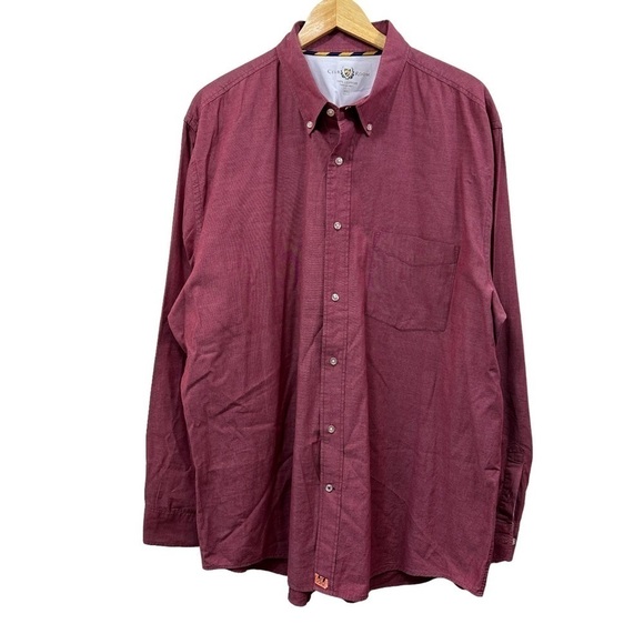 Men's Club Room Maroon Red Button Down Casual Dress Shirt, XXL - Picture 1 of 6